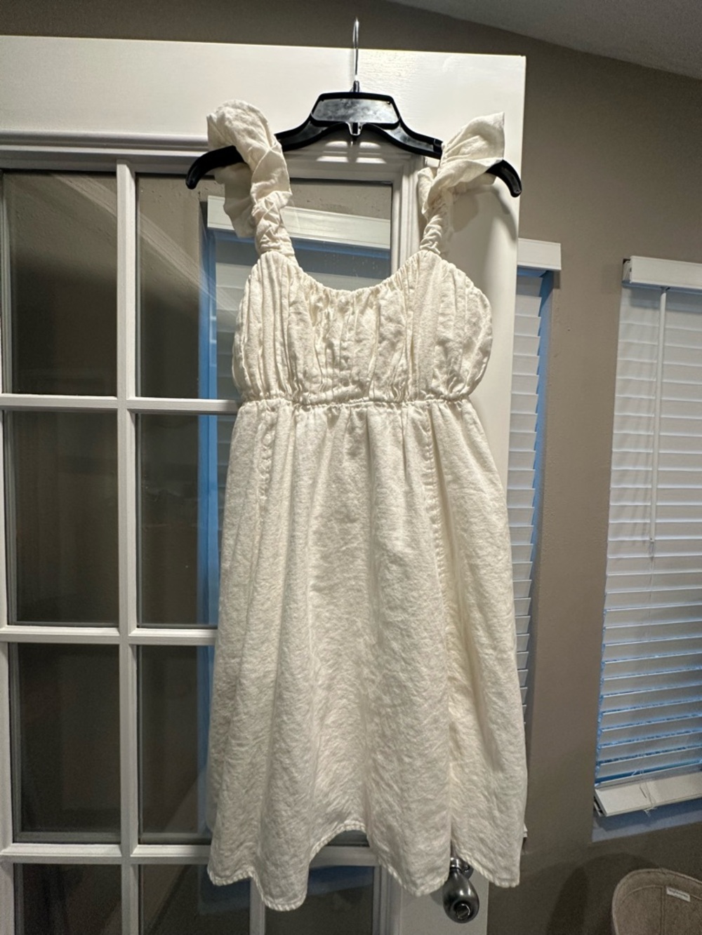 Abercrombie & Fitch Cream Mini Dress with Ruffled Straps